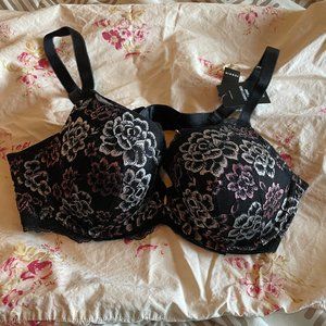 Torrid Floral Lace Black & Pink Lightly Lined T-Shirt Bra - 38B NWT